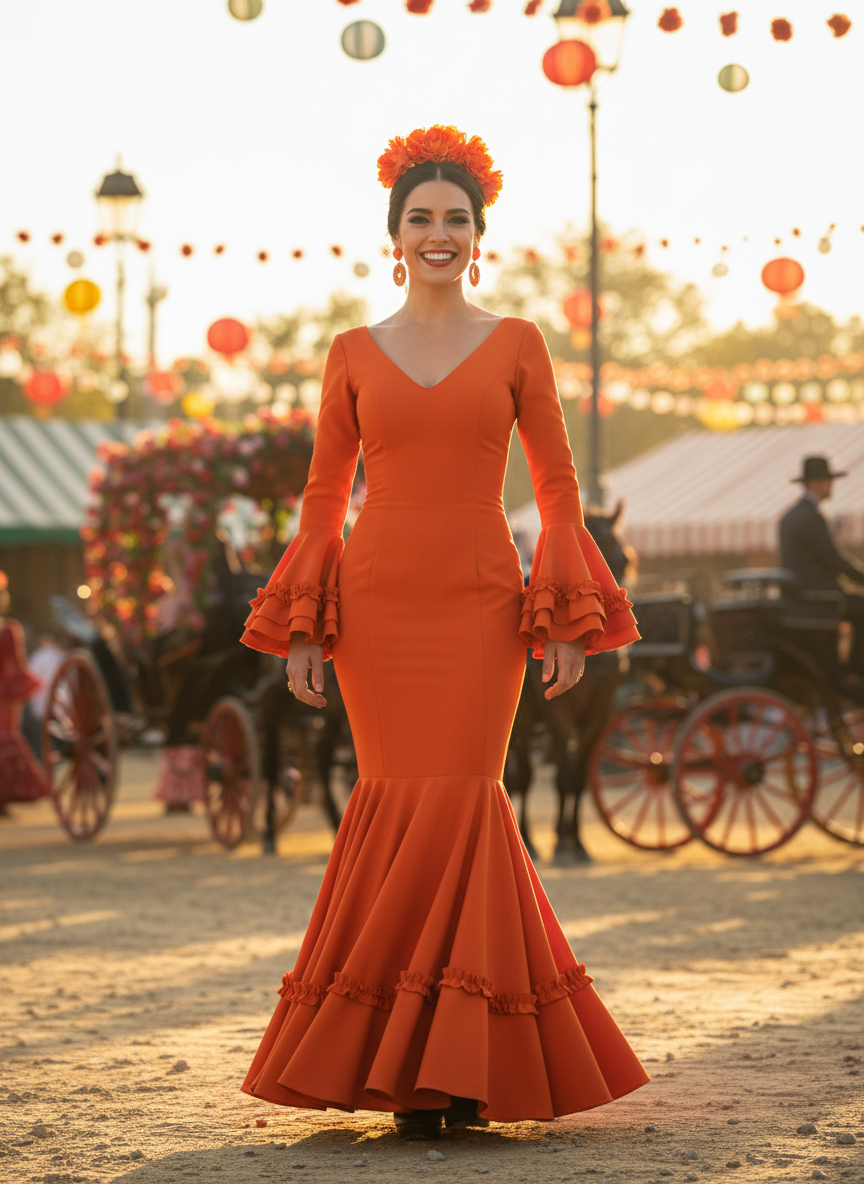 TRAJE FLAMENCA NARANJA EMMA WU DESIGN X FLAMENCA 7817