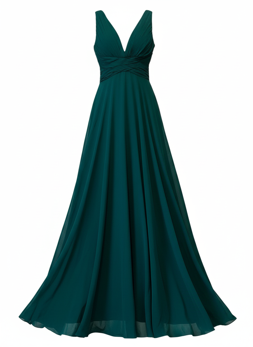 BOTTLE GREEN LONG DRESS 7001