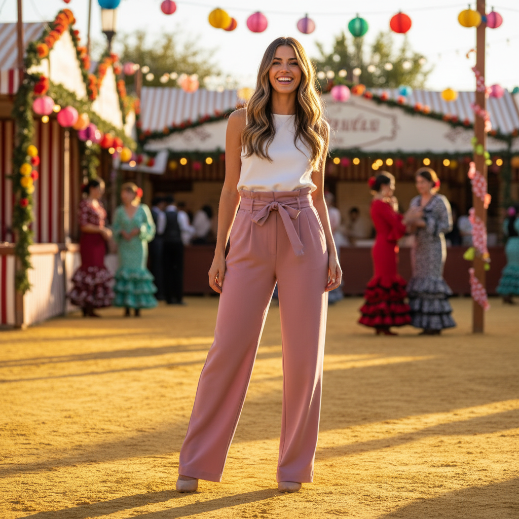 PANTALÓN PALAZZO ROSA BEBÉ 2451