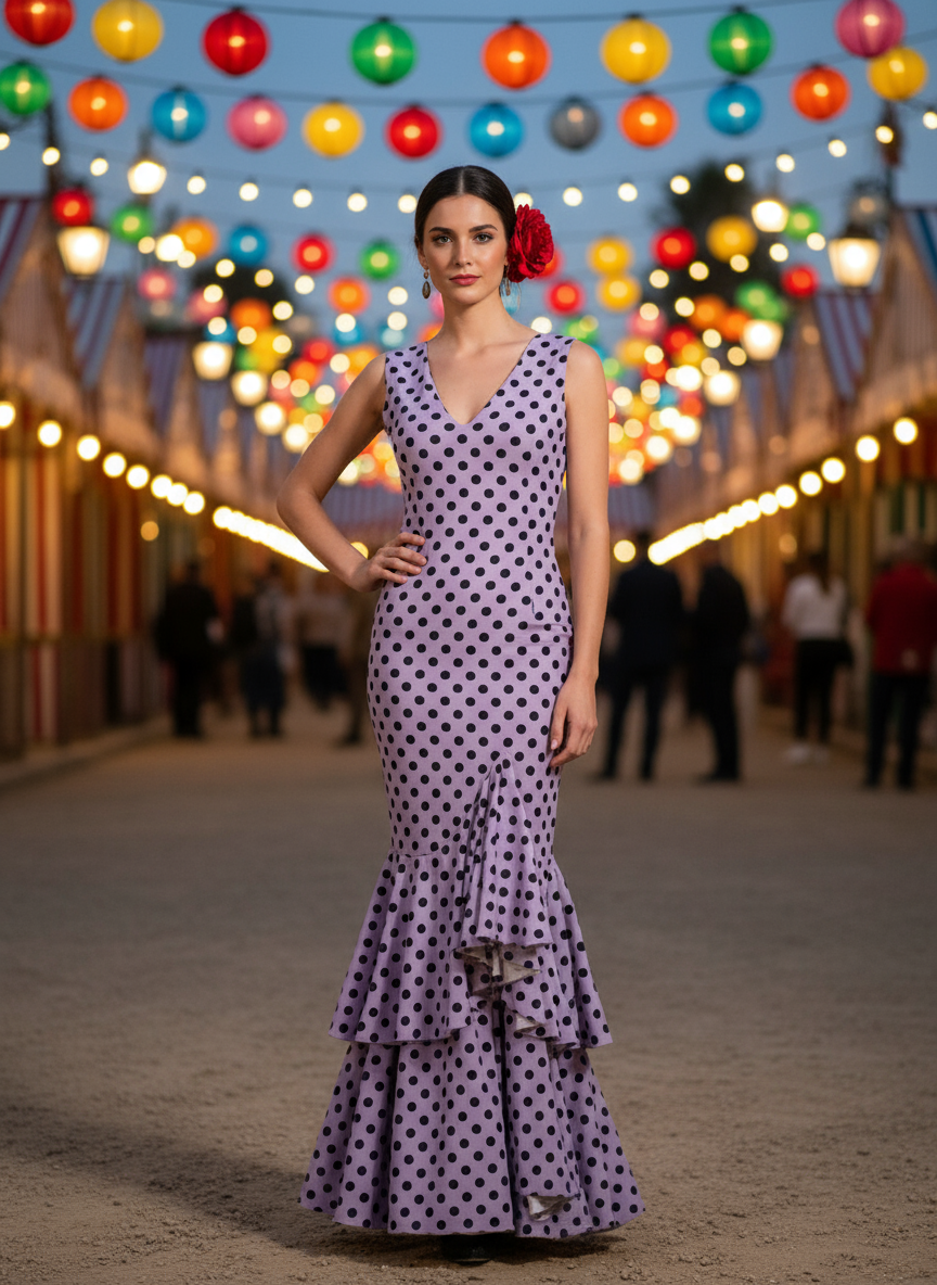 TRAJE FLAMENCA LILA MALVA EMMA WU DESIGN X FLAMENCA P0492