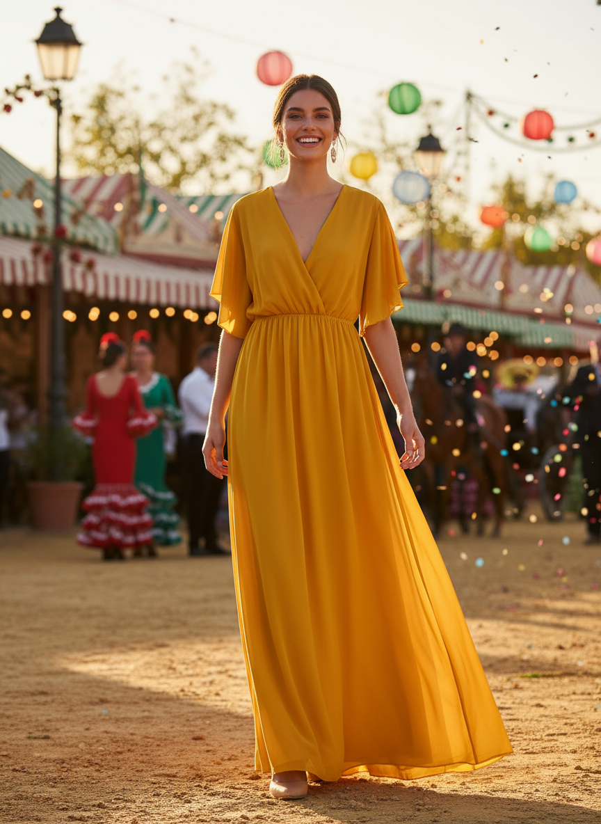 MANGO YELLOW LONG DRESS 4883