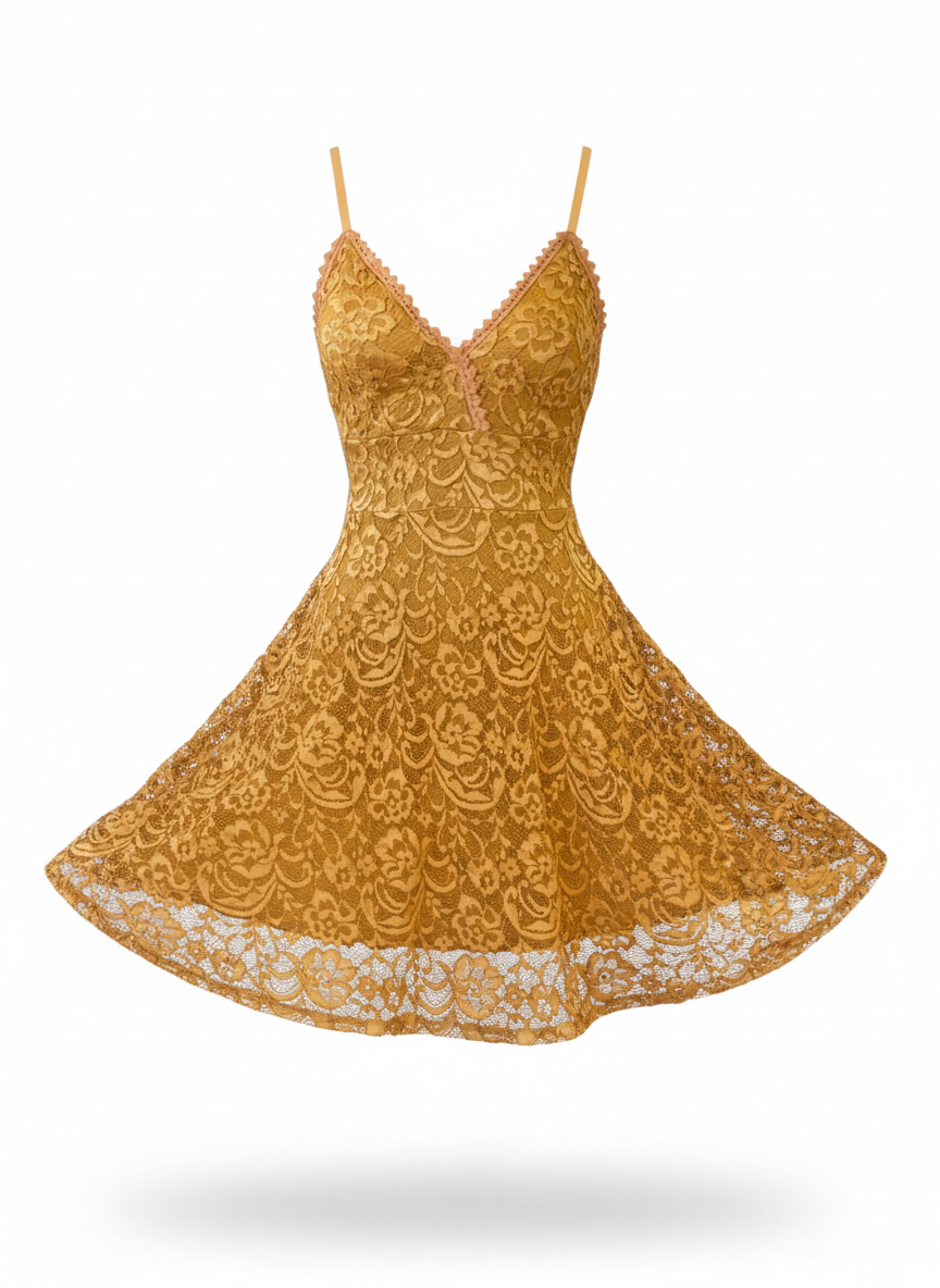 MUSTARD SHORT DRESS 3685