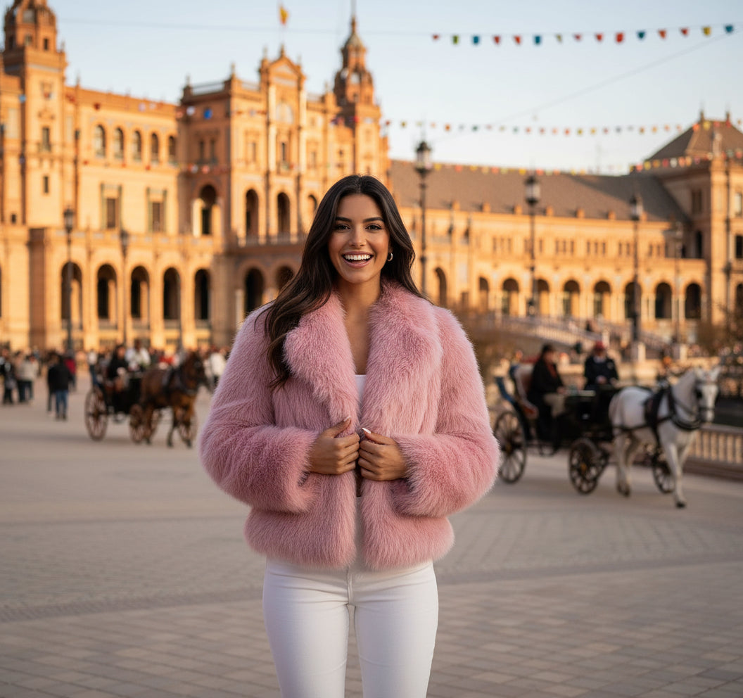 EMMA WU SELECTION  Abrigo de felpa de invierno, moda, cálido, grueso, esponjoso, chaqueta de solapa, ropa exterior, casual, tops de manga larga, ropa de mujer