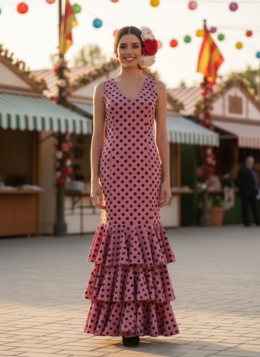 TRAJE FLAMENCA ROSA MALVA EMMA WU DESIGN X FLAMENCA 5995