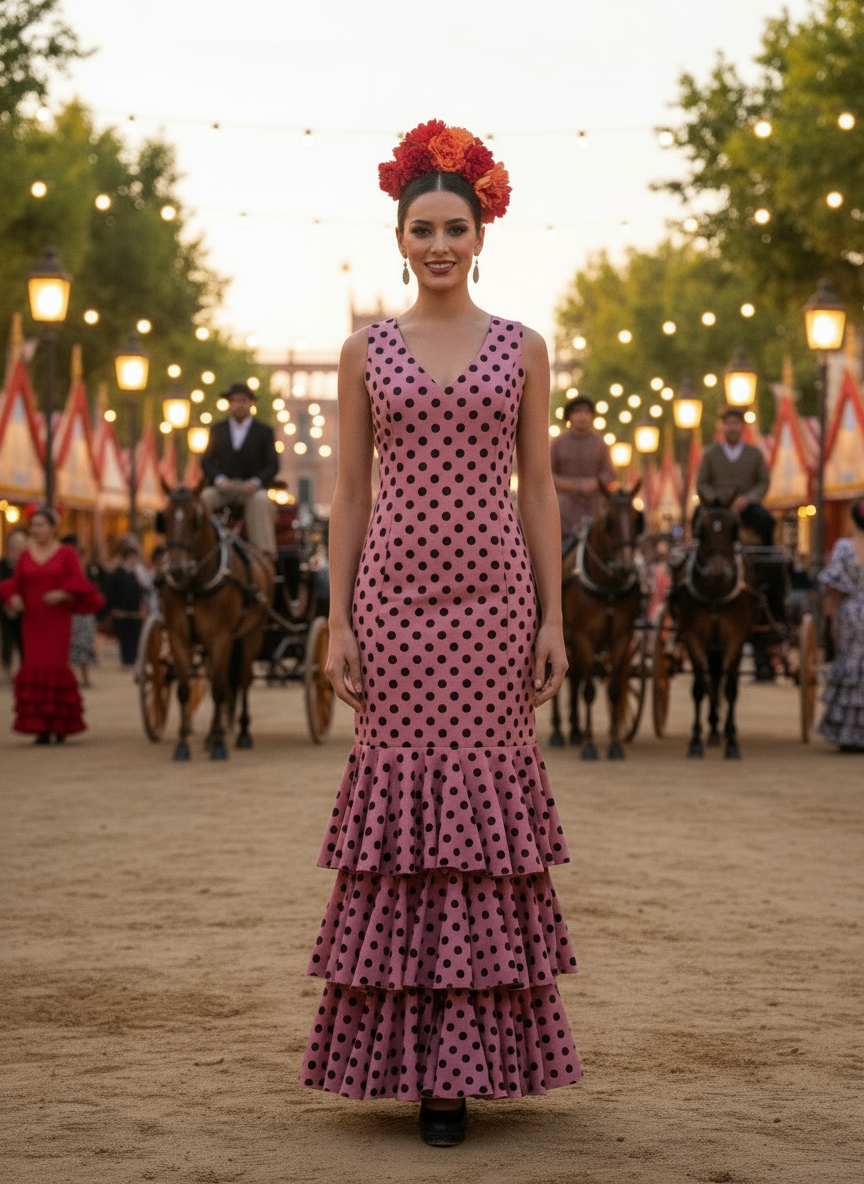 TRAJE FLAMENCA ROSA MALVA EMMA WU DESIGN X FLAMENCA 5995