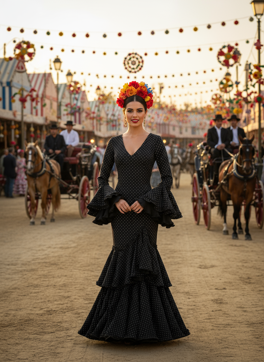 TRAJE FLAMENCA NEGRO EMMA WU DESIGN X FLAMENCA EM253