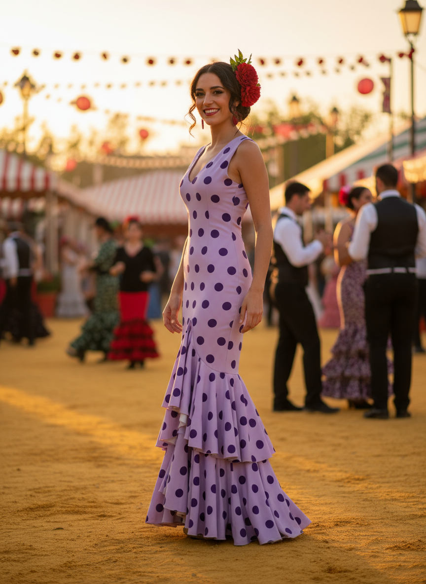 TRAJE FLAMENCA LILA MALVA EMMA WU DESIGN X FLAMENCA M0492