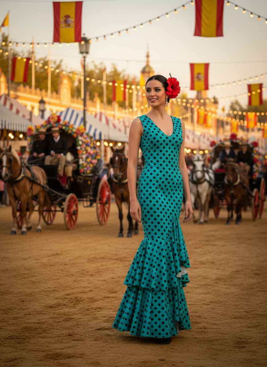 TRAJE FLAMENCA TURQUESA EMMA WU DESIGN X FLAMENCA P0492