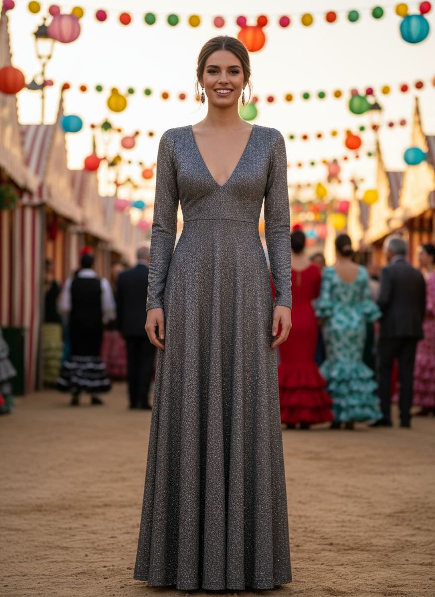 DARK GRAY LONG DRESS 8812