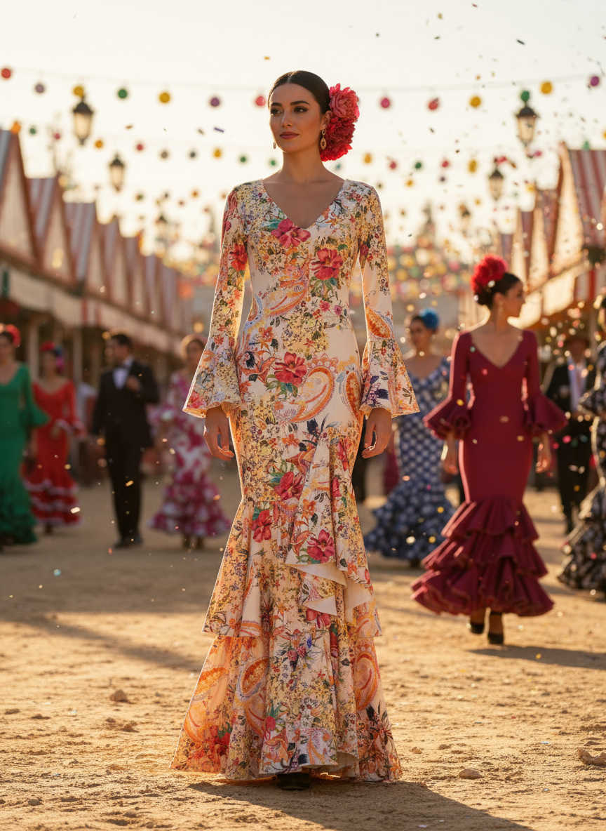 TRAJE FLAMENCA BLANCO EMMA WU DESIGN X FLAMENCA E0491