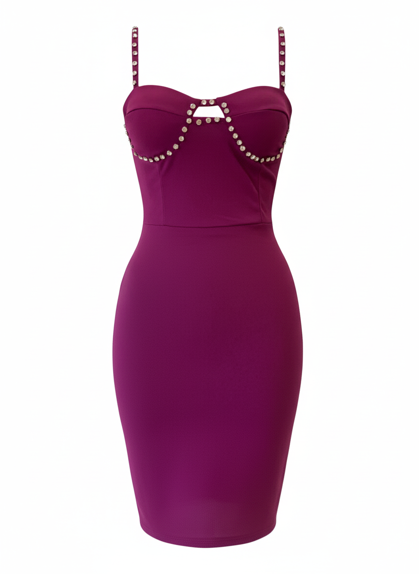 VESTIDO CORTO BERENJENA 23645