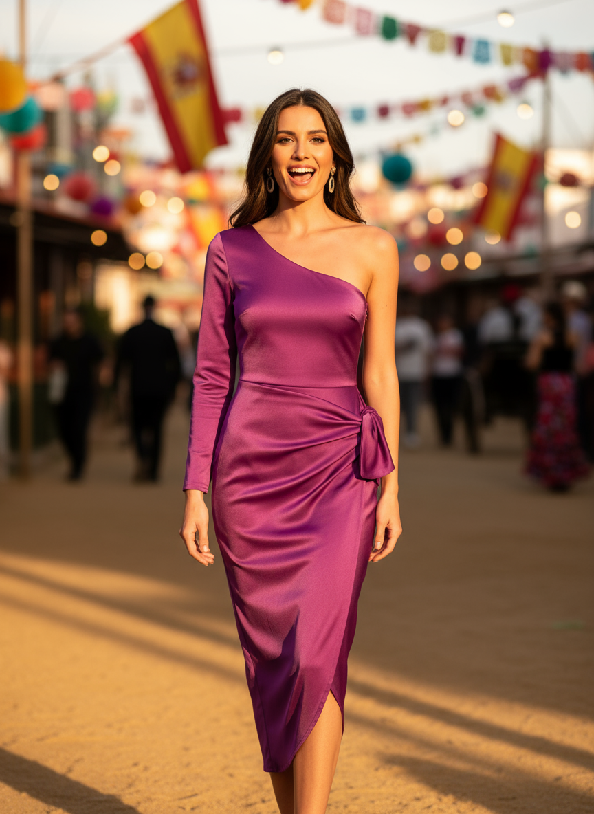 SHINY STRETCH LONG DRESS BOUGAINVILLE 4746