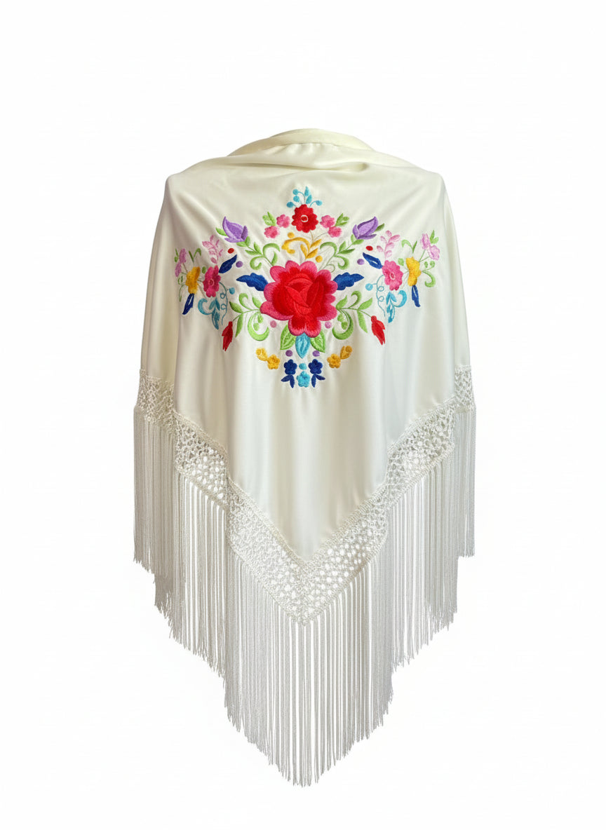 MANTÓN BLANCO CON COLOR MT120