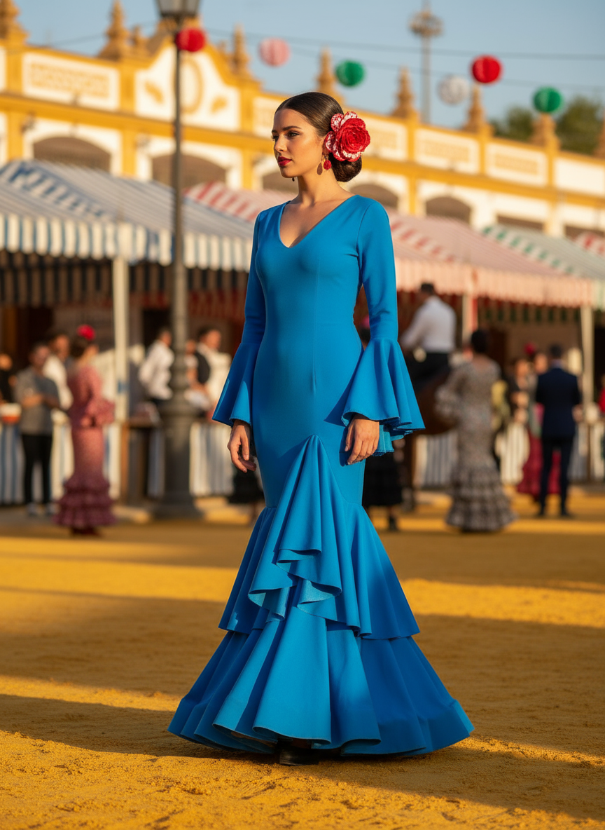 TRAJE FLAMENCA AGUA MARINA EMMA WU DESIGN X FLAMENCA 0495