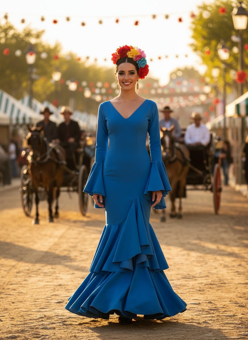 TRAJE FLAMENCA AGUA MARINA EMMA WU DESIGN X FLAMENCA 0495