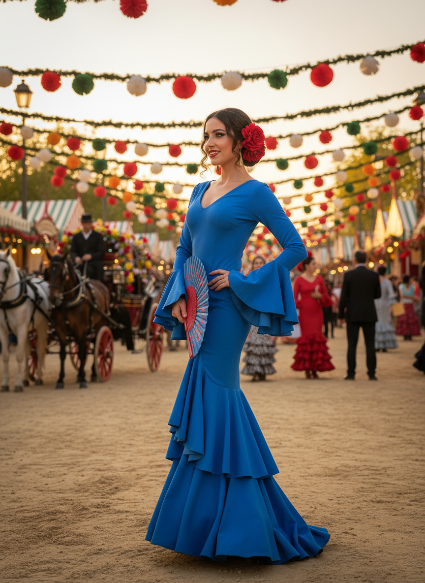 TRAJE FLAMENCA AGUA MARINA EMMA WU DESIGN X FLAMENCA 0495