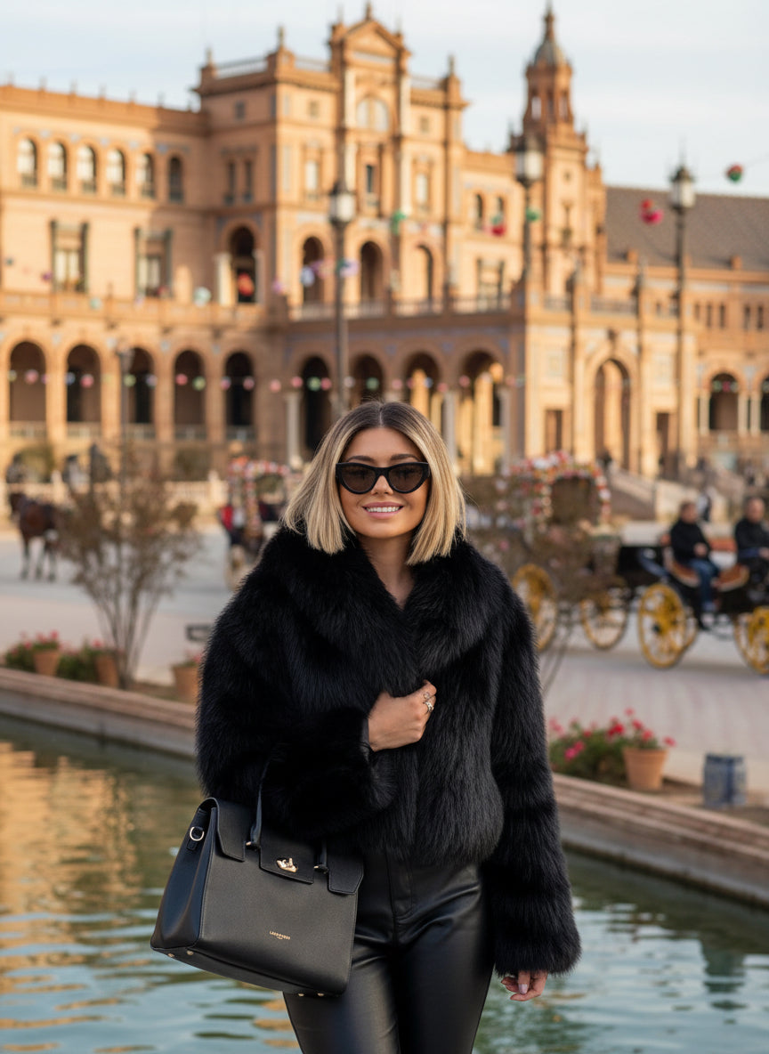 EMMA WU SELECTION  Abrigo de felpa de invierno, moda, cálido, grueso, esponjoso, chaqueta de solapa, ropa exterior, casual, tops de manga larga, ropa de mujer