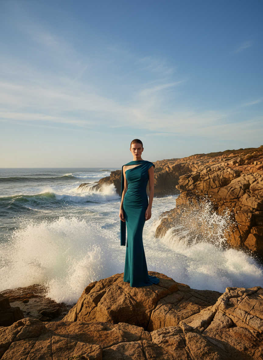 VESTIDO LARGO - AZUL PETRÓLEO - 25097
