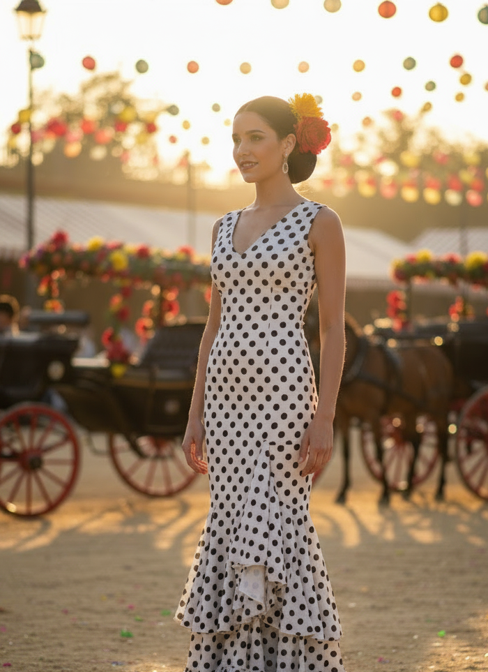 TRAJE FLAMENCA BLANCO EMMA WU DESIGN X FLAMENCA P0492