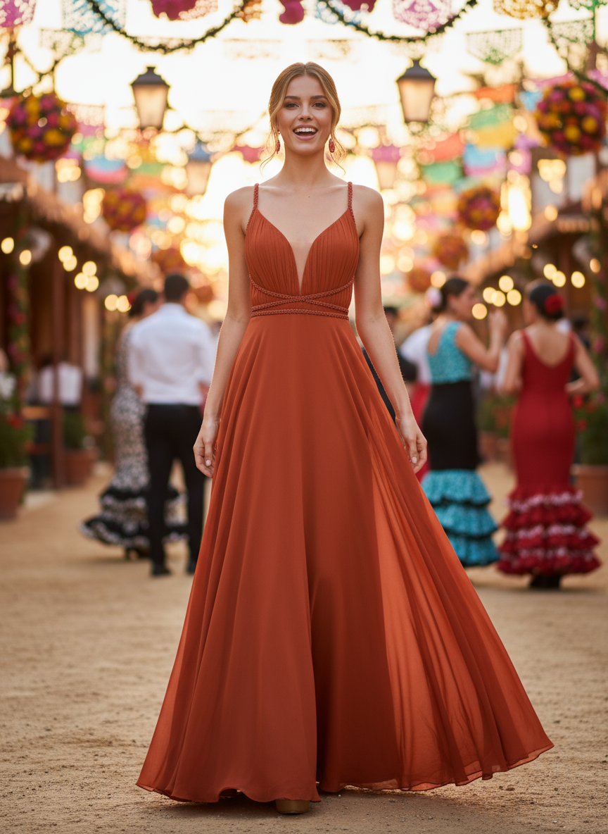 VESTIDO LARGO TEJA 7011