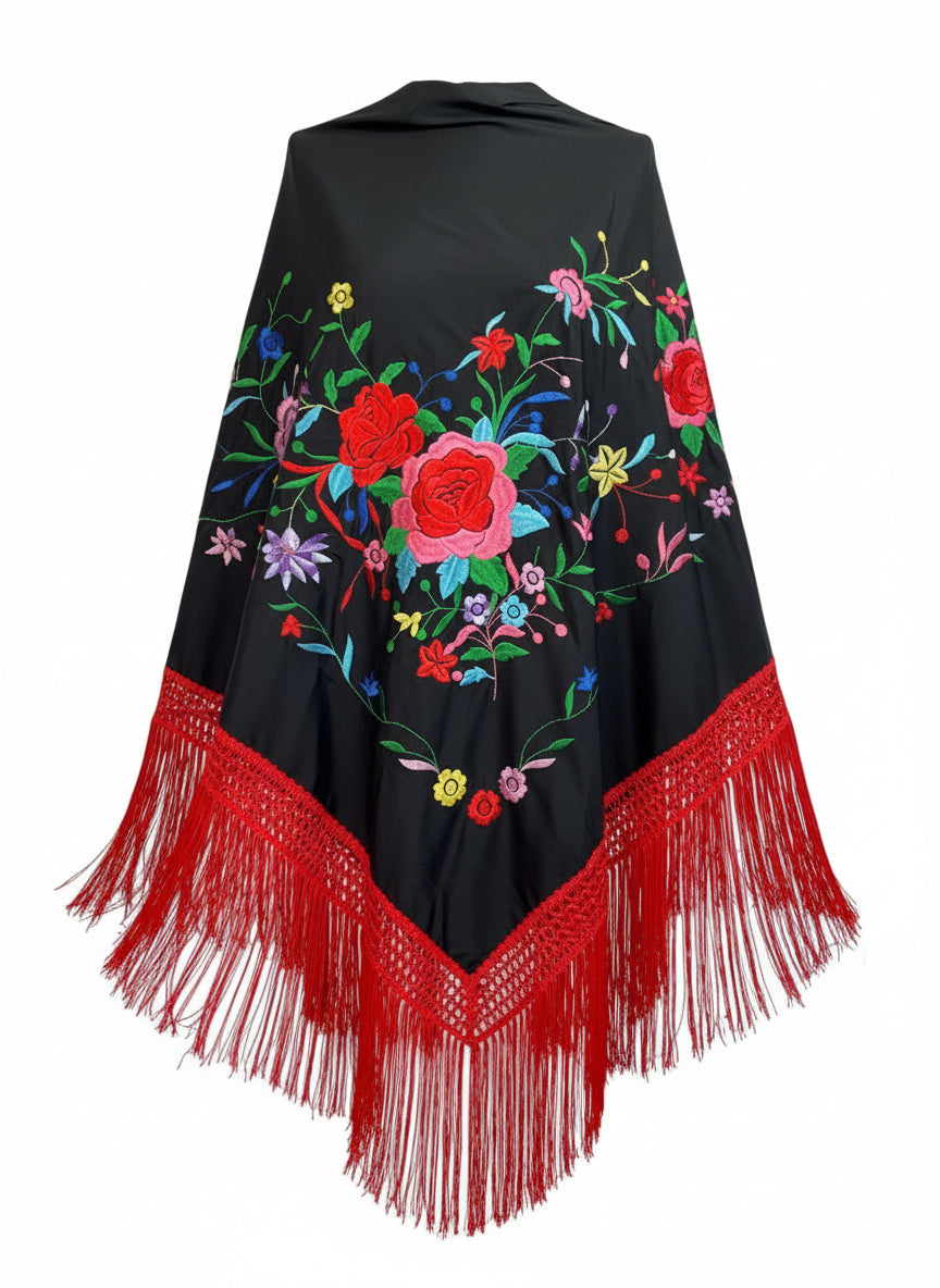 MANTÓN Negro Con Fucsia MT150-12