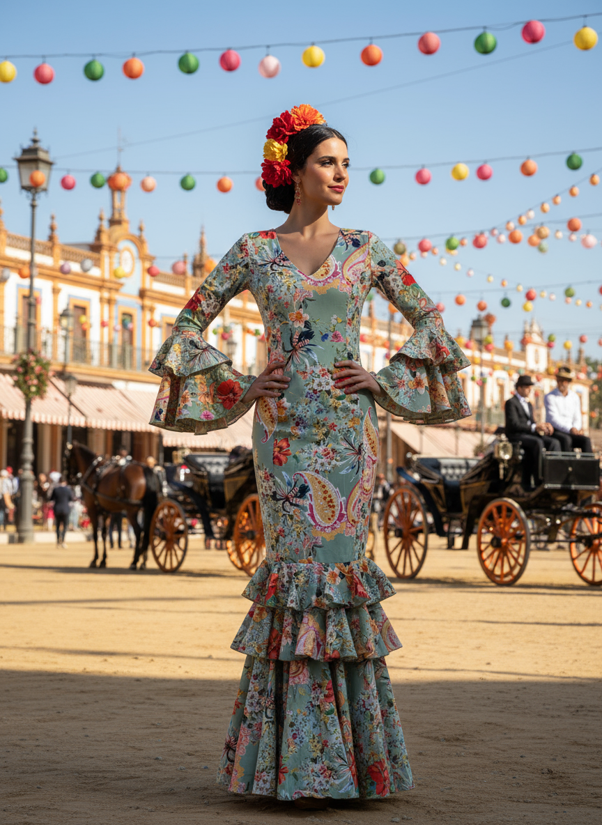 TRAJE FLAMENCA VERDE QUIRÓFANO EMMA WU DESIGN X FLAMENCA E21041