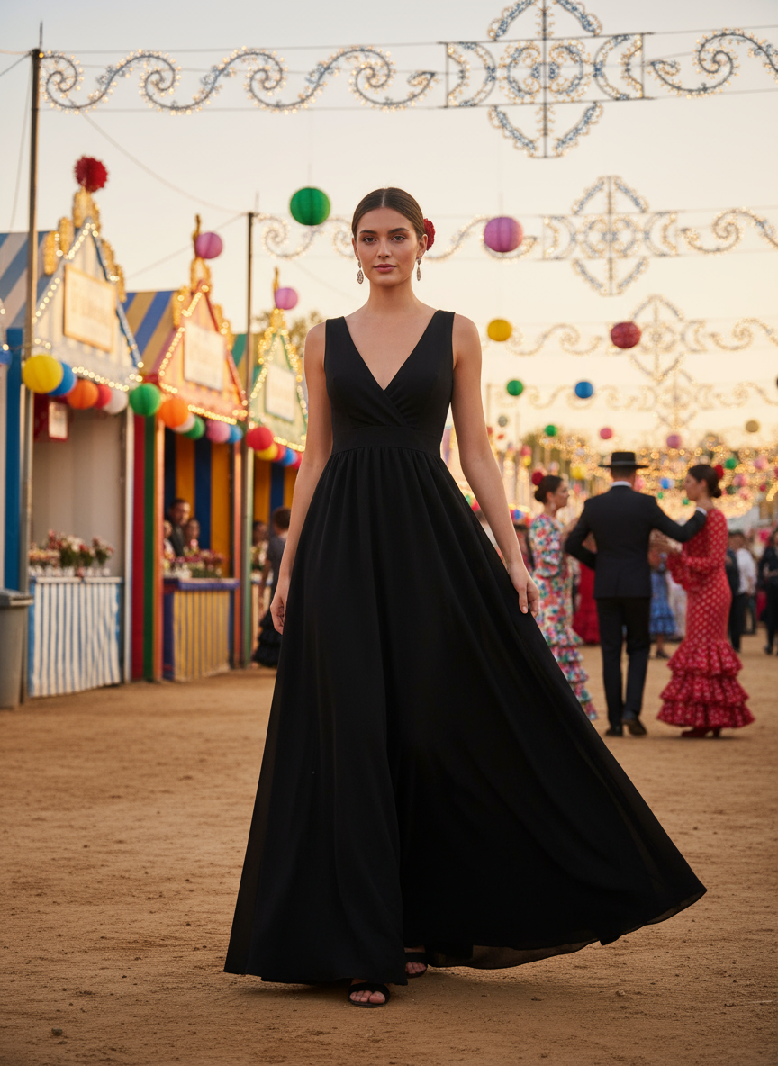 LONG BLACK DRESS 9914