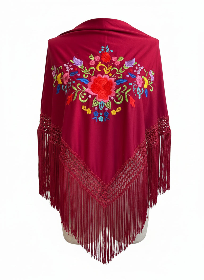 MANTÓN BURDEO CON COLOR MT120