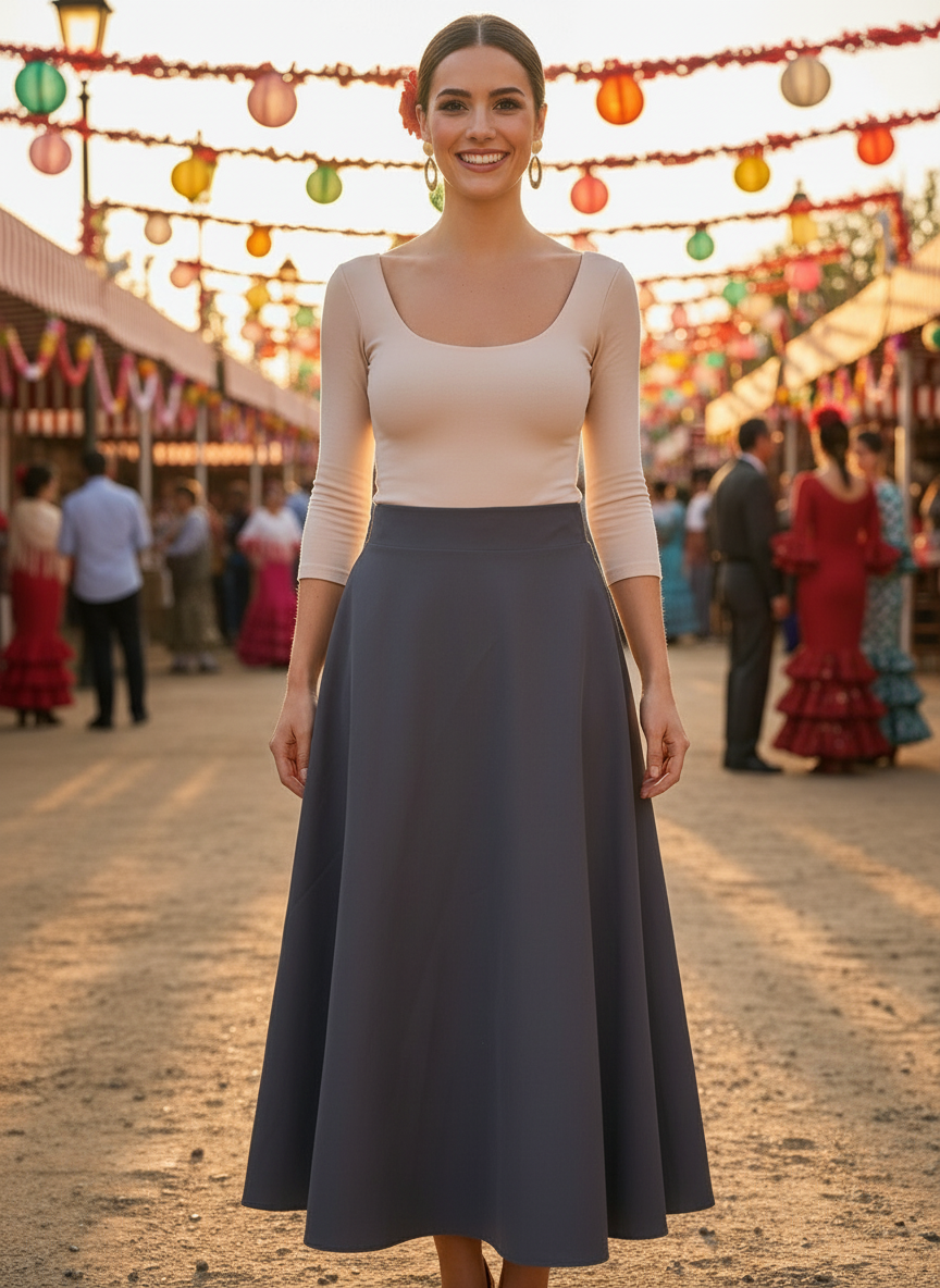 FALDA MIDI NEGRO 3848