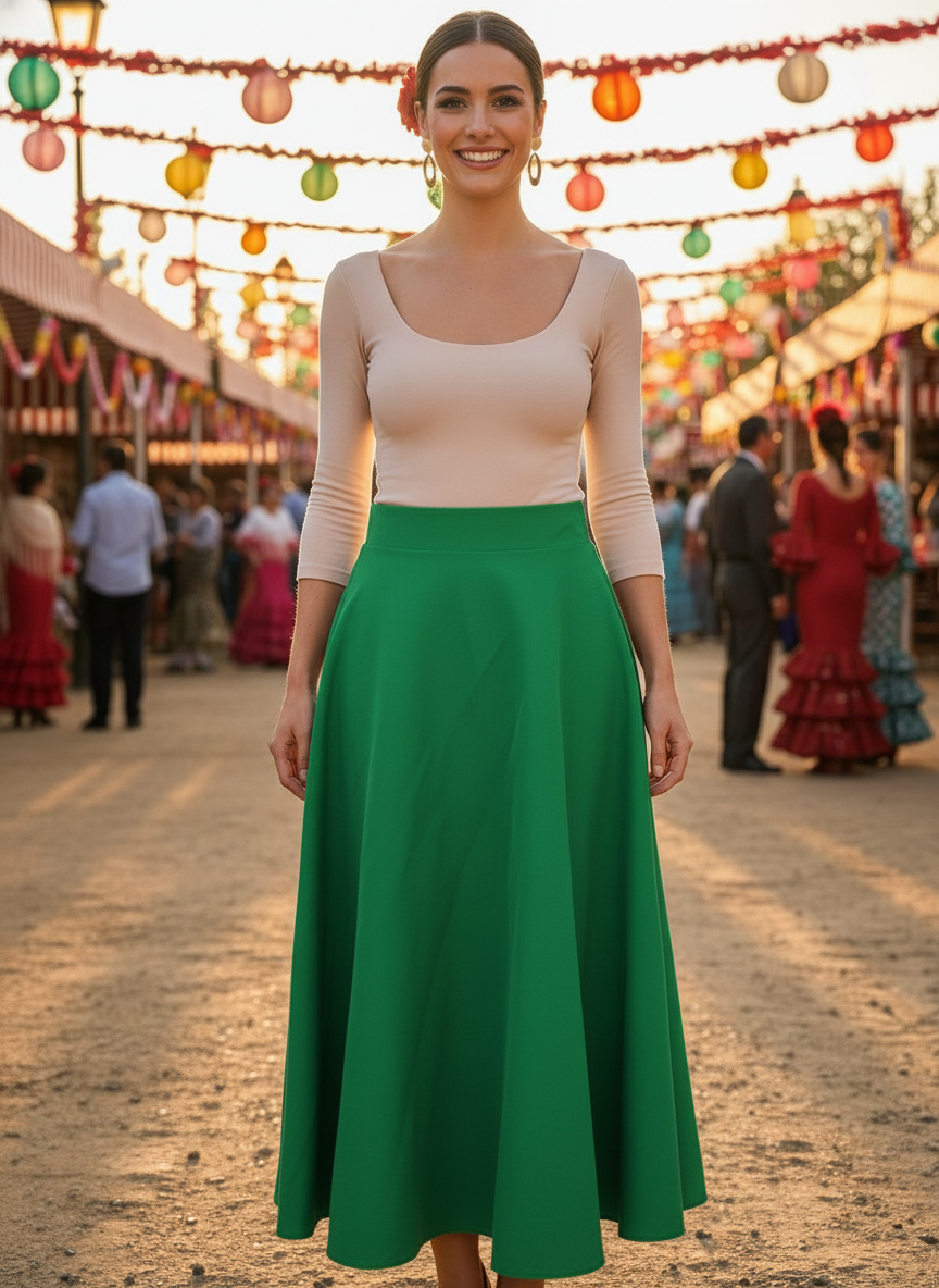 FALDA MIDI VERDE ANDALUCÍA 3848