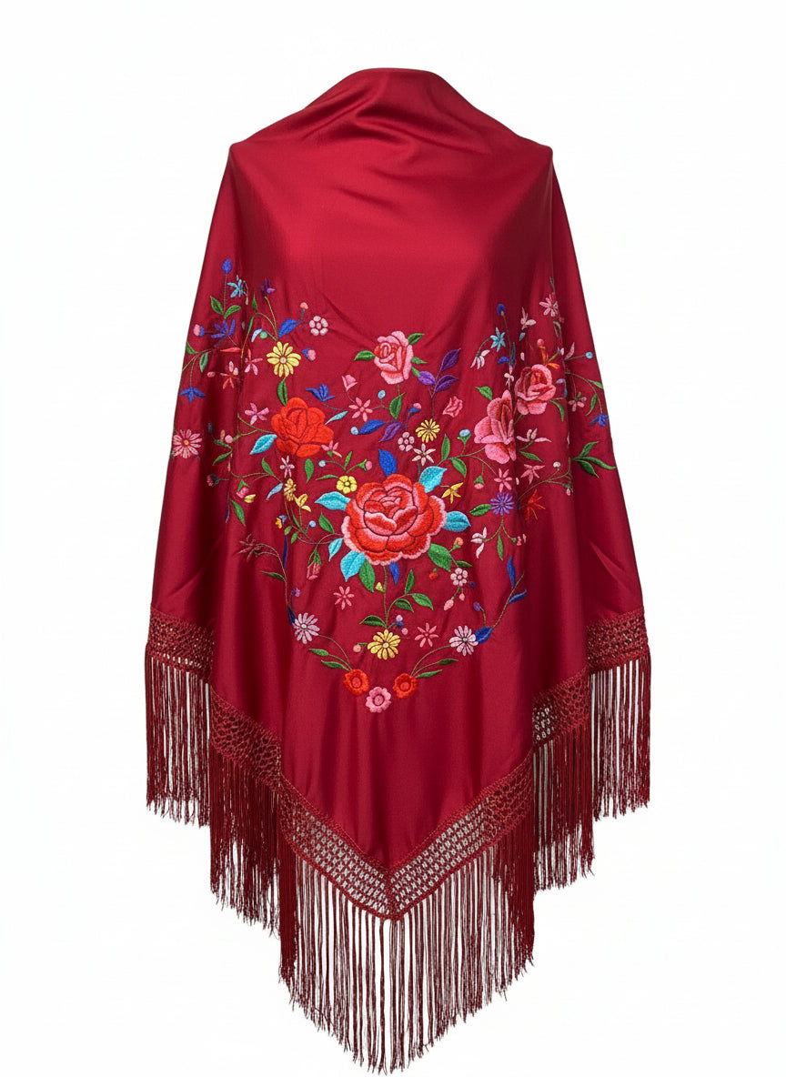 MANTÓN BURDEO CON COLOR MT180-69