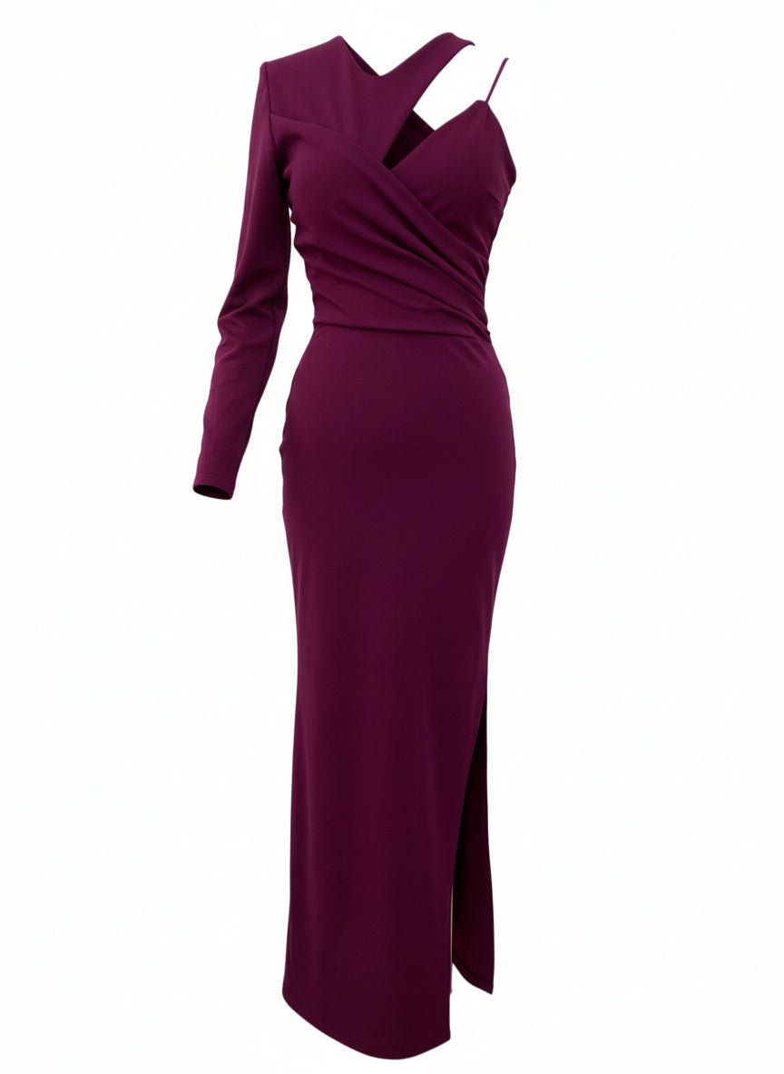 LONG AUBERGINE DRESS 23022