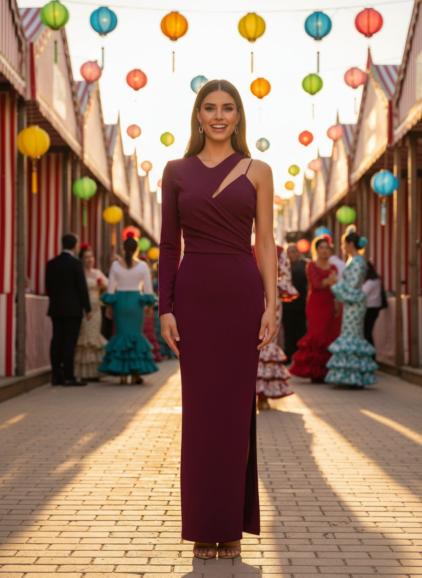 LONG AUBERGINE DRESS 23022
