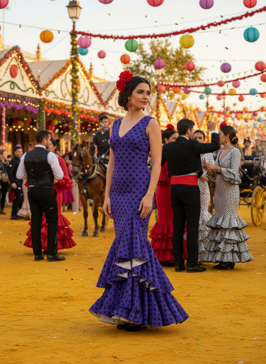 TRAJE FLAMENCA MORADO EMMA WU DESIGN X FLAMENCA P0492