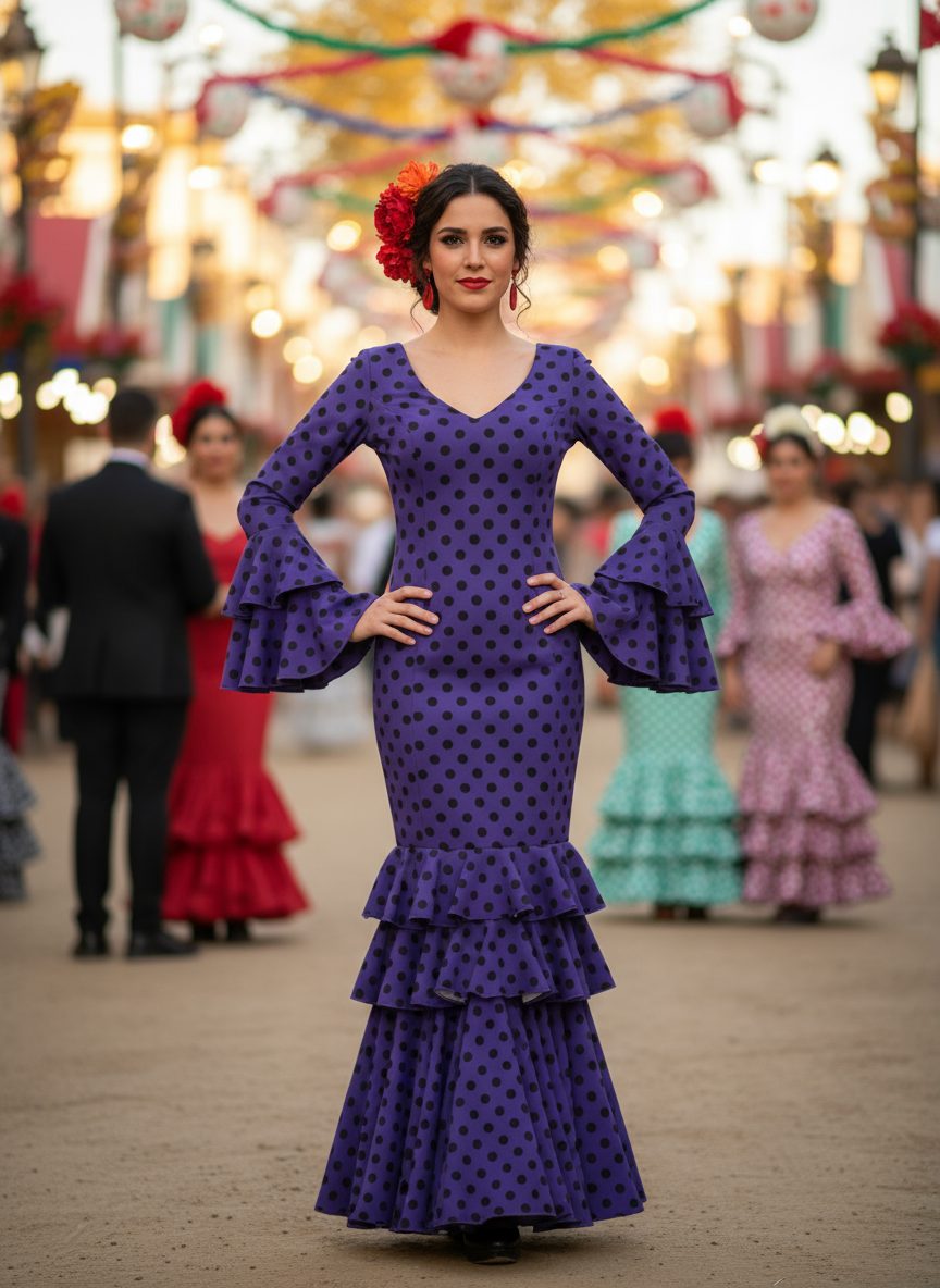 TRAJE FLAMENCA MORADO EMMA WU DESIGN X FLAMENCA P0485