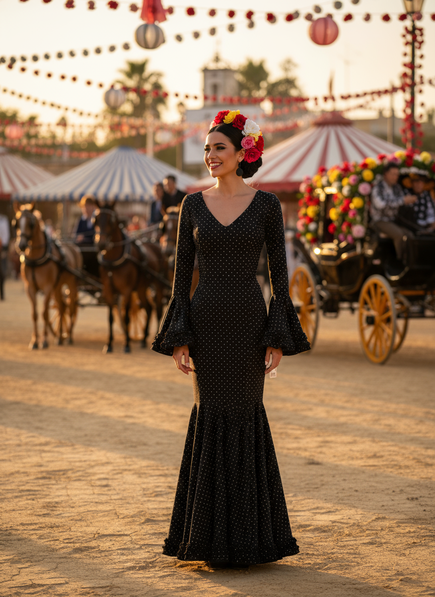 TRAJE FLAMENCA NEGRO EMMA WU DESIGN X FLAMENCA EM252