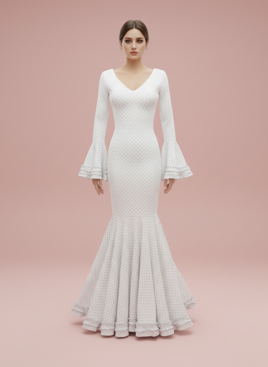 Traje Flamenca Blanco EM252 | EMMA WU DESIGN