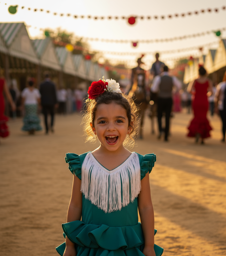 TRAJE FLAMENCA DE NIÑA  VERDE B2025