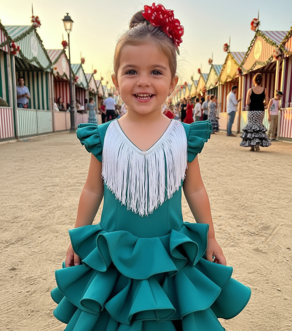 TRAJE FLAMENCA DE NIÑA  VERDE B2025