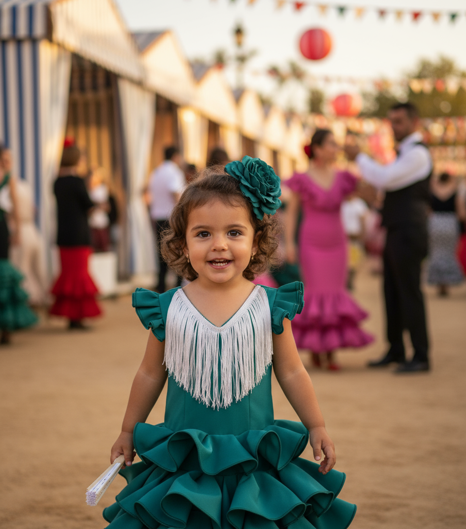 TRAJE FLAMENCA DE NIÑA  VERDE B2025