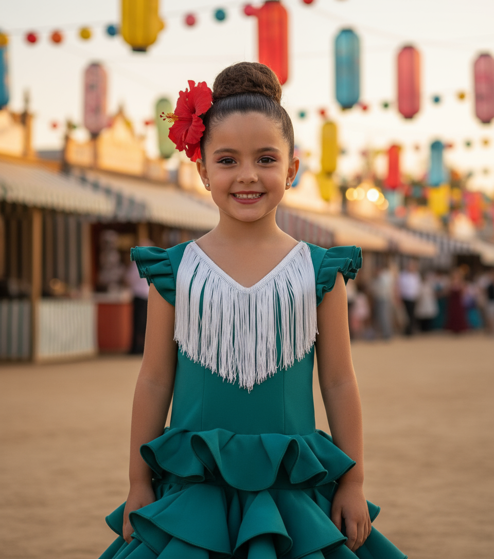 TRAJE FLAMENCA DE NIÑA  VERDE B2025