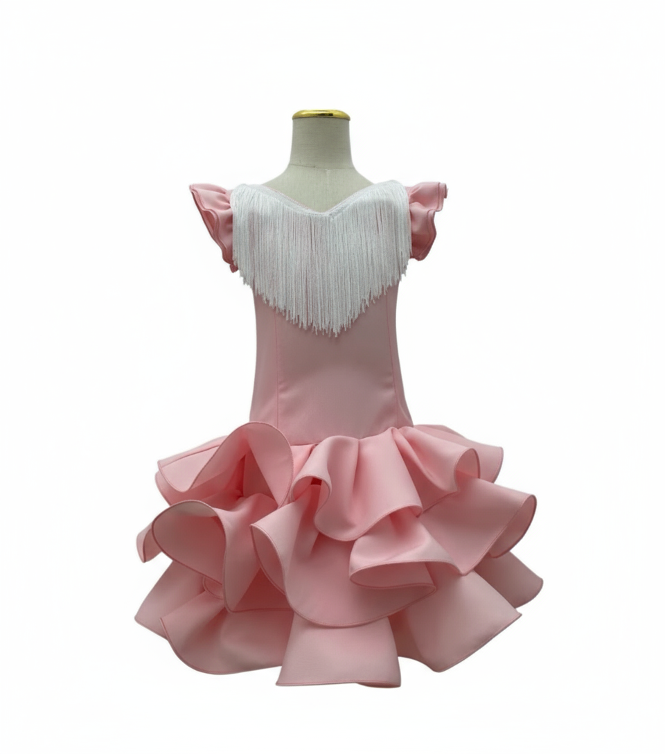TRAJE FLAMENCA DE NIÑA  ROSA B2025