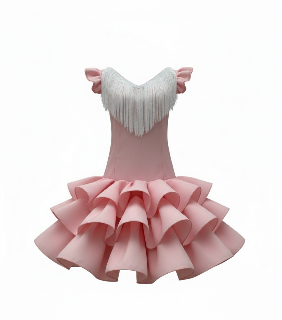TRAJE FLAMENCA DE NIÑA  ROSA B2025