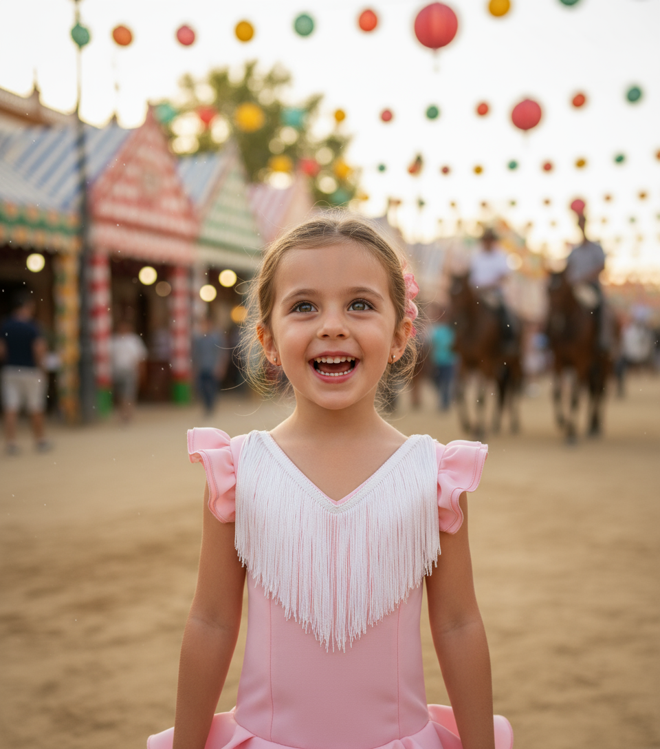 TRAJE FLAMENCA DE NIÑA  ROSA B2025