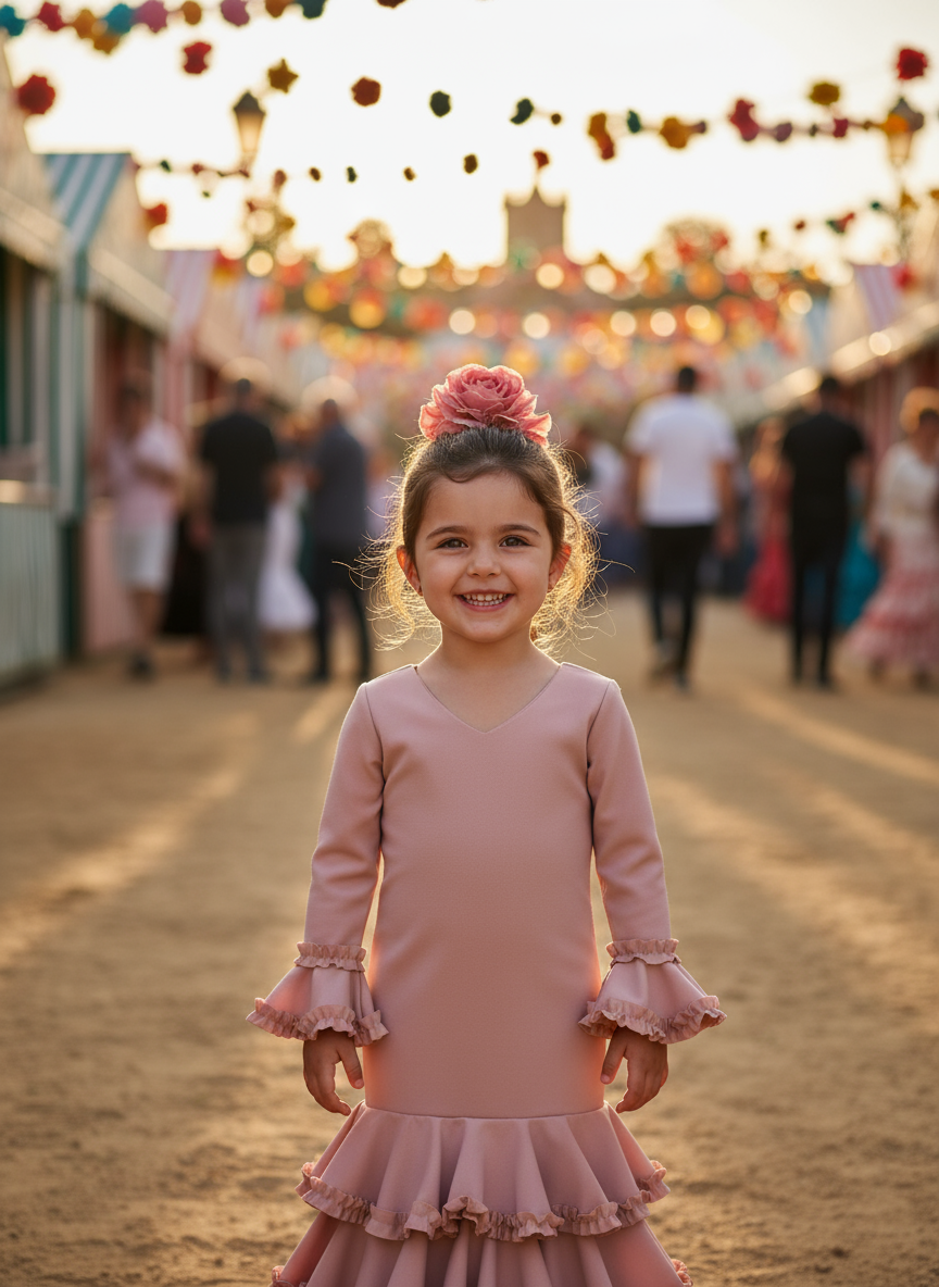 TRAJE FLAMENCA DE NIÑA  ROSA KL502