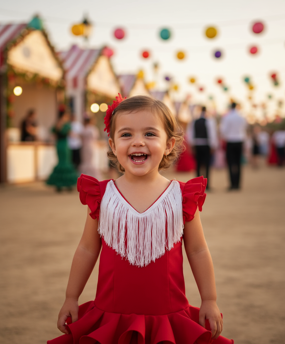 TRAJE FLAMENCA DE NIÑA  ROJO B2025