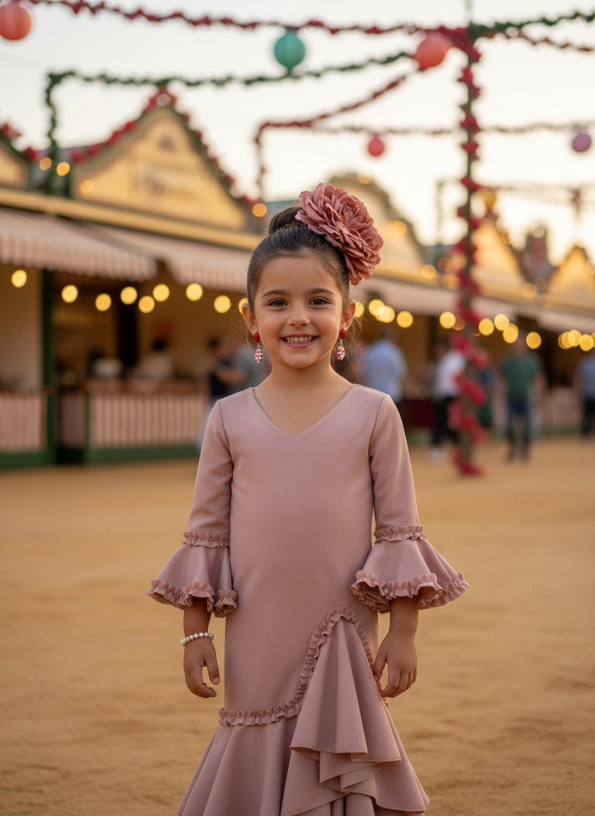 TRAJE FLAMENCA DE NIÑA  ROSA KL501