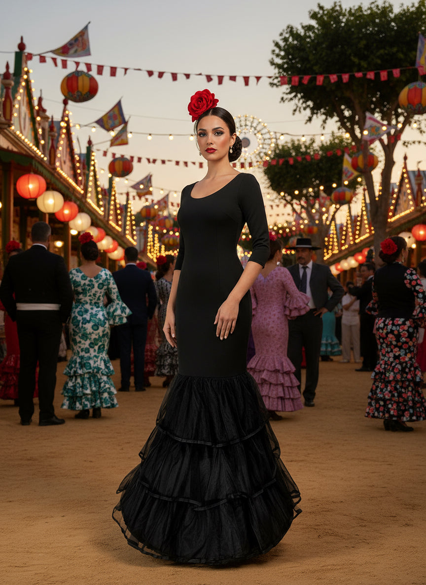 CANCÁN VOLANTES NEGRO EM200