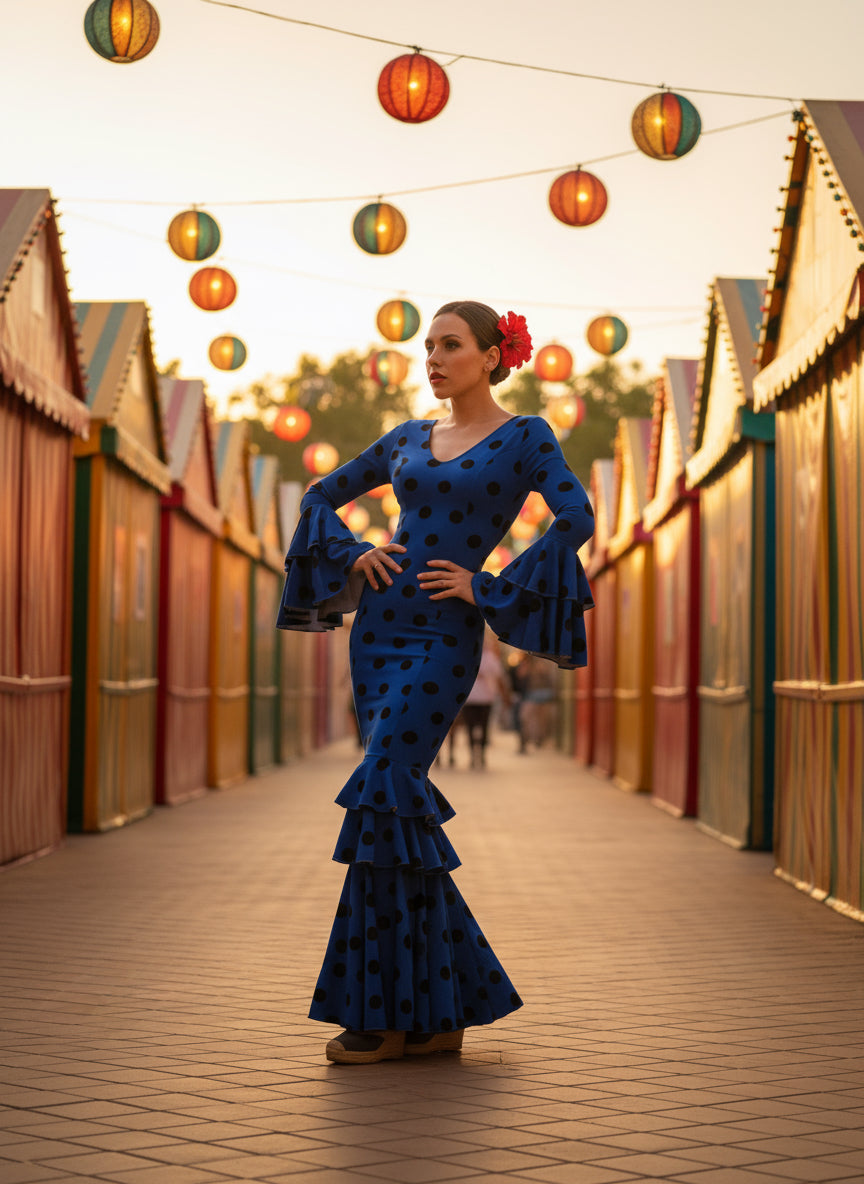 TRAJE FLAMENCA AZUL ELECTRICO EMMA WU DESIGN X FLAMENCA M21041