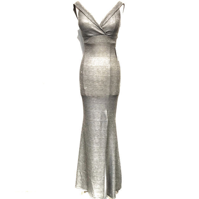 LIGHT GRAY LONG DRESS 8813